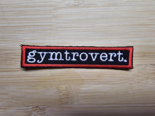 Funny Gym Patch Introvert Neurodivergent Fitness Red Embroidered Badge