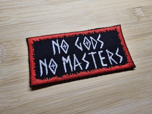 No Gods No Masters Patch Red Border Embroidered Patch