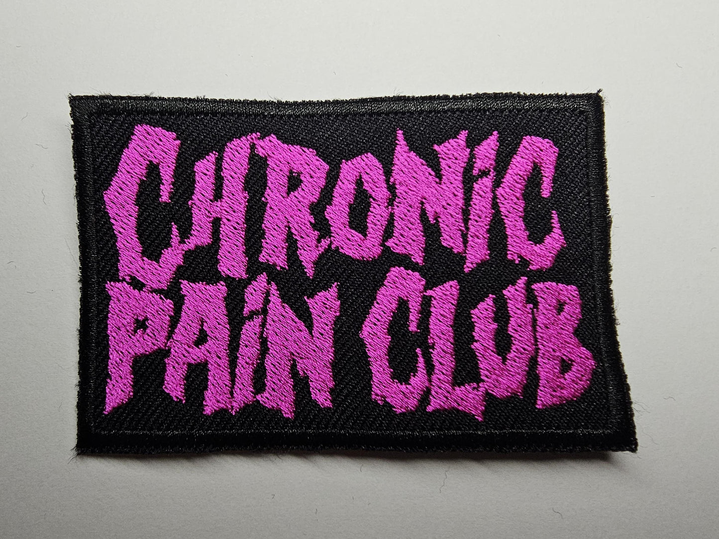 Chronic Pain Club Death Metal Iron On Embroidered Red Patch Spoon Theory Invisible Disability EDS or Fibromyalgia Black Metal