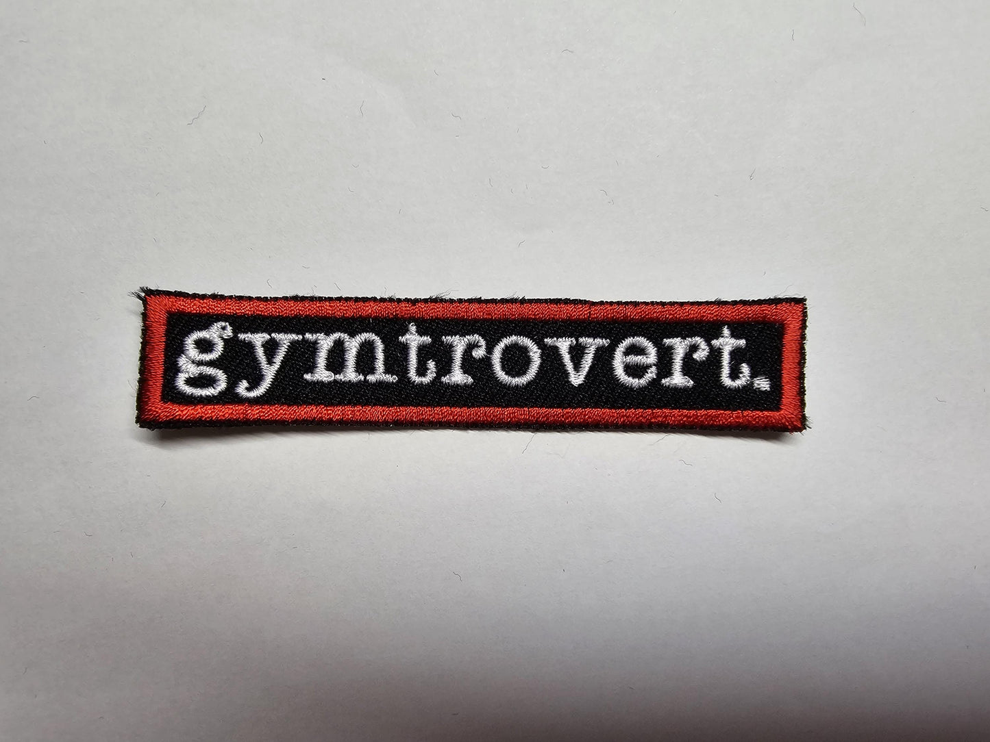 Funny Gym Patch Introvert Neurodivergent Fitness Red Embroidered Badge