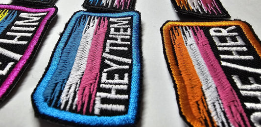 Pronoun Flag Embroidered Custom Patch Video Game Inspired