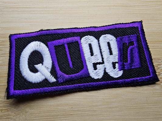 Queer Punk LGBTQ+ Iron On Patch Purple Pride Embroidered Patches