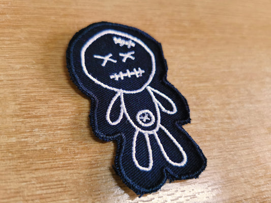 Voodoo Doll Embroidered Patch White