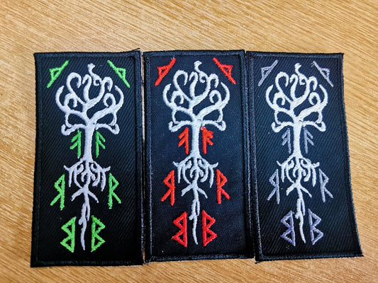 Yggdrasil and Mirrored Runes Embroidered Patch