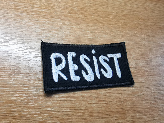 Resist Embroidered Patch White