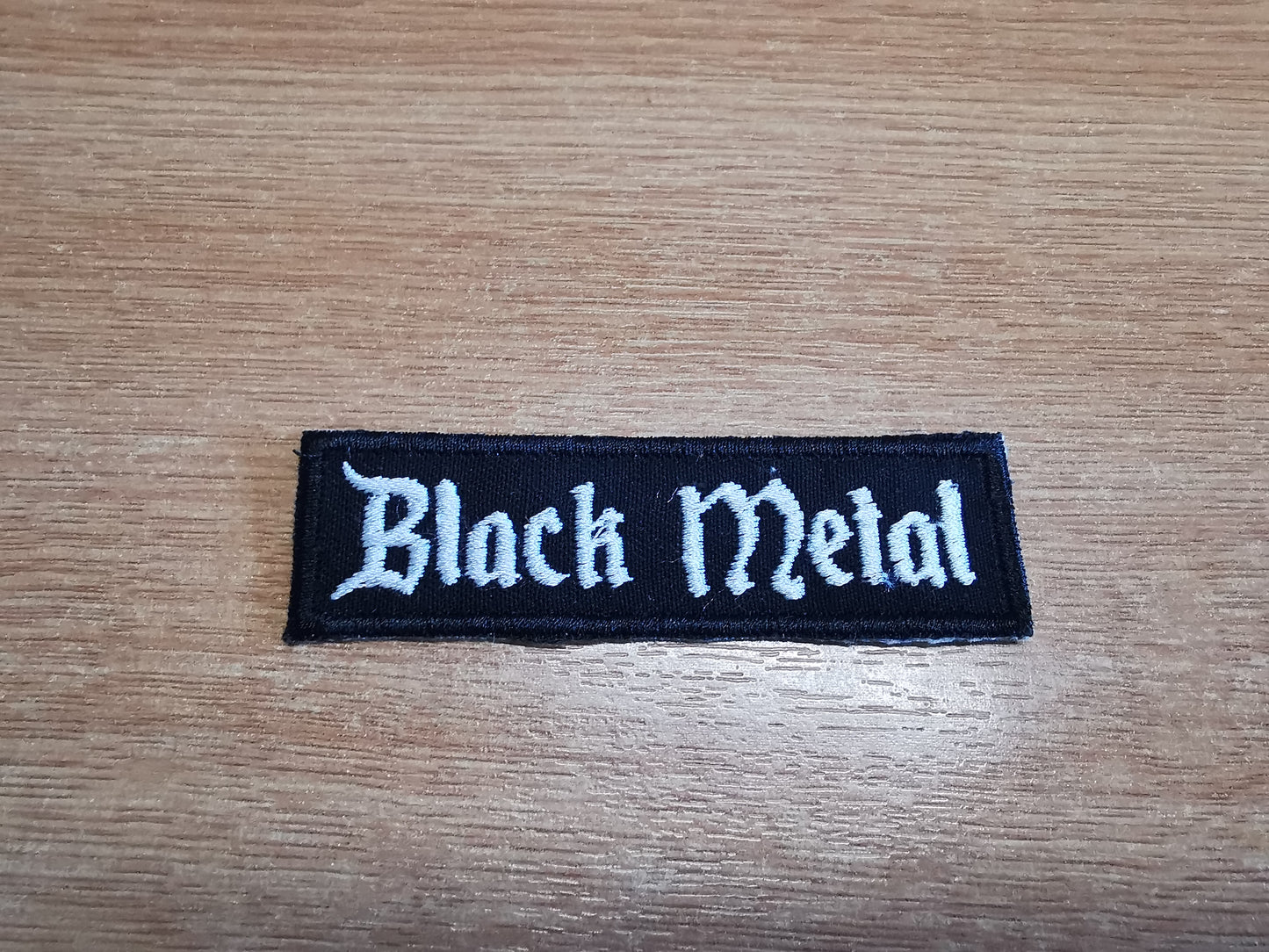 Black Metal Embroidered Patch Small in White