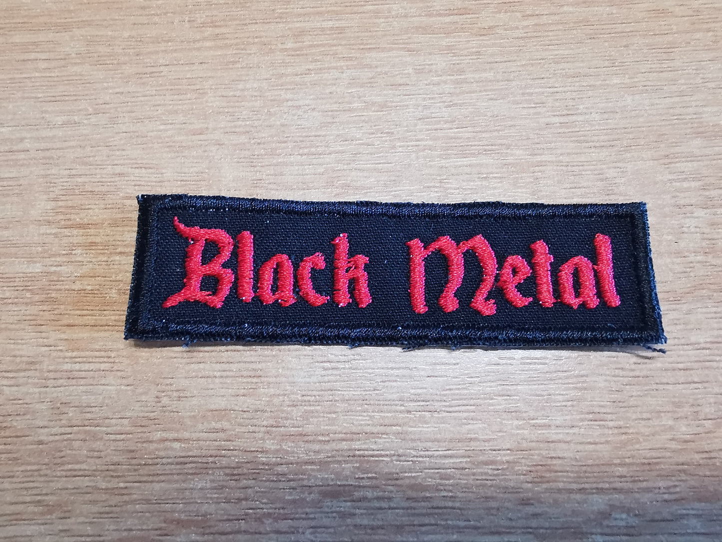 Black Metal Embroidered Patch Red