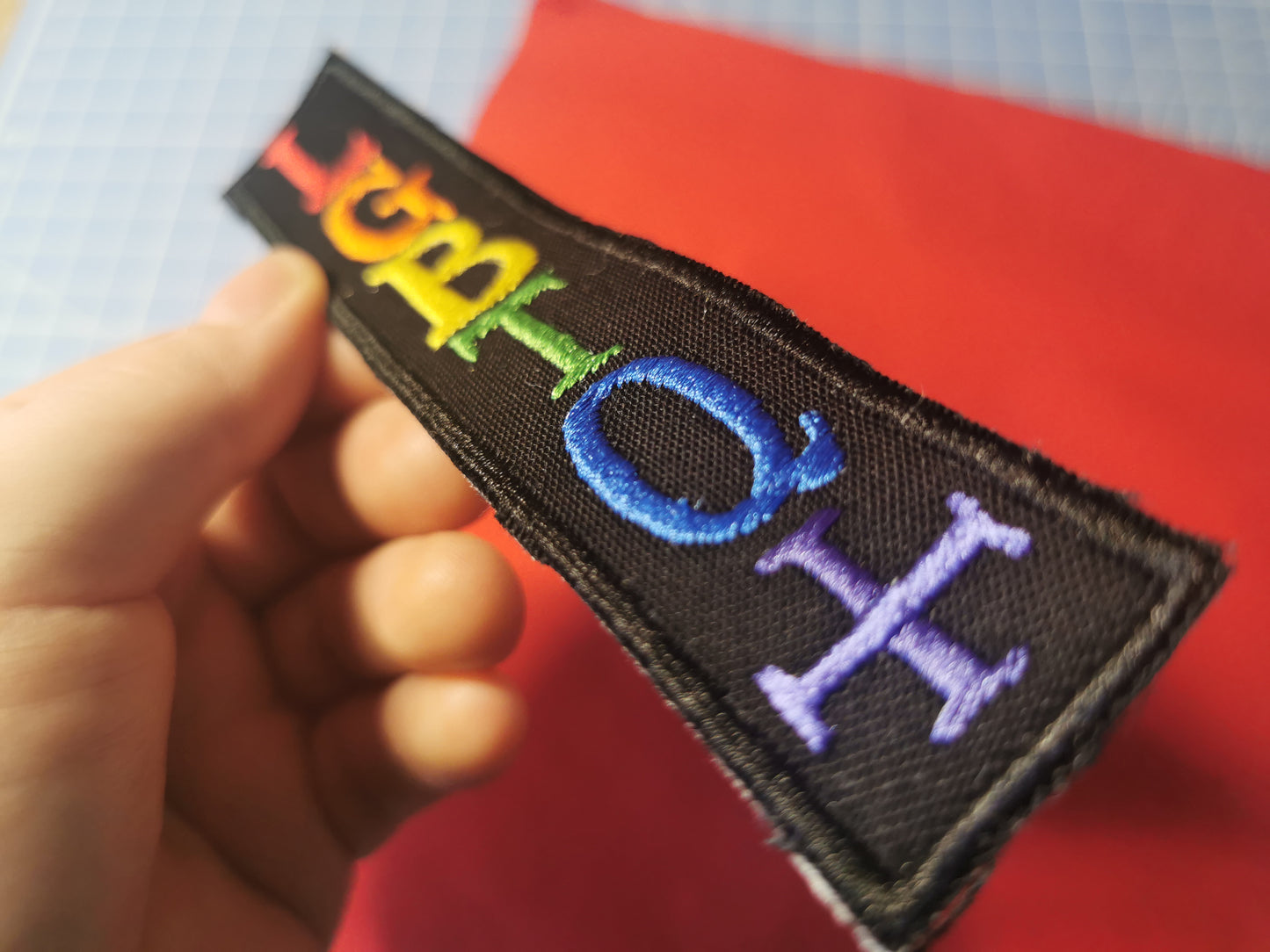 LGBTQ+ Vertical Embroidered Patch Rainbow