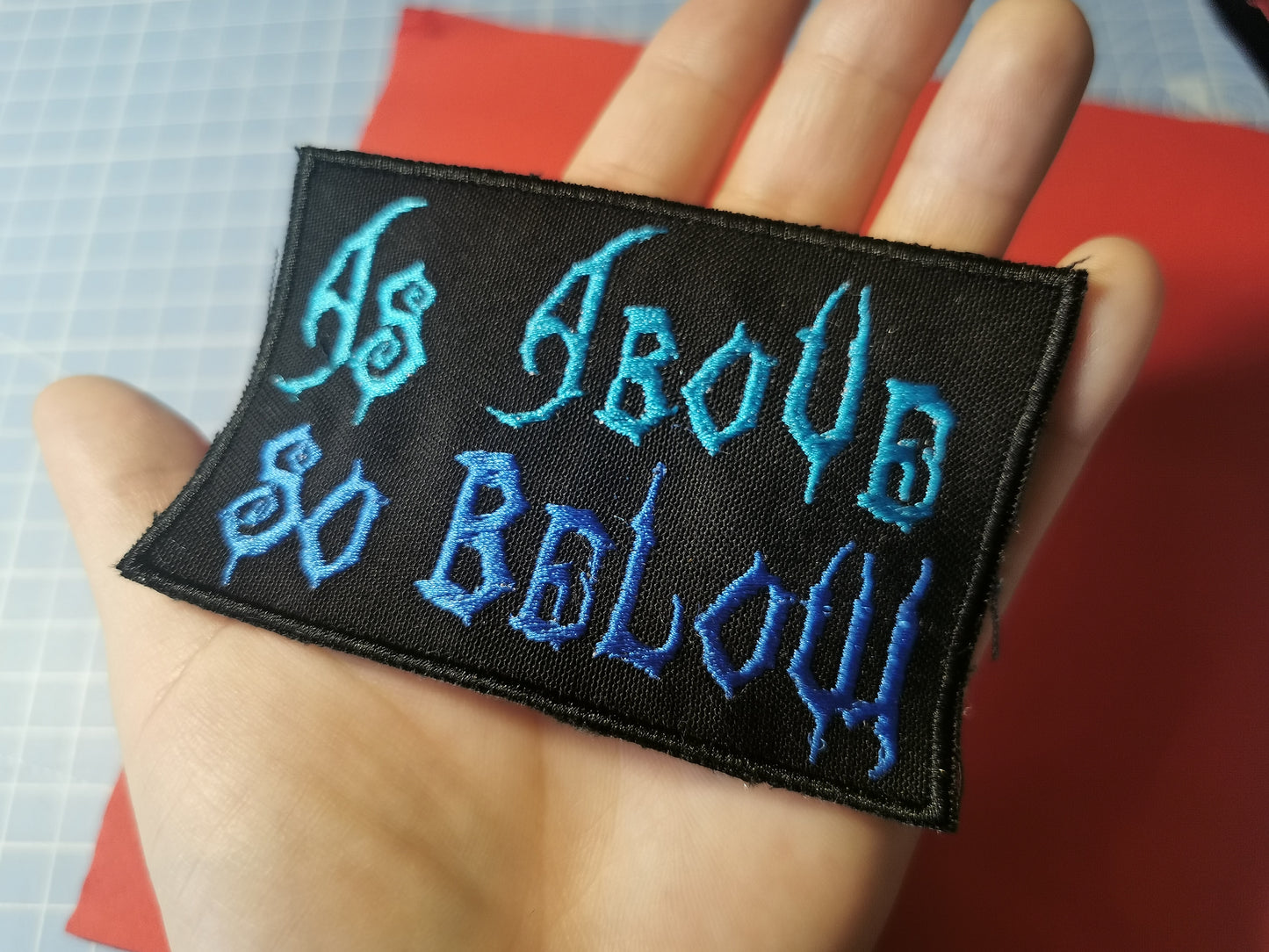 As Above So Below 2 Tone Blue Embroidered Patch Heavy Metal style patch