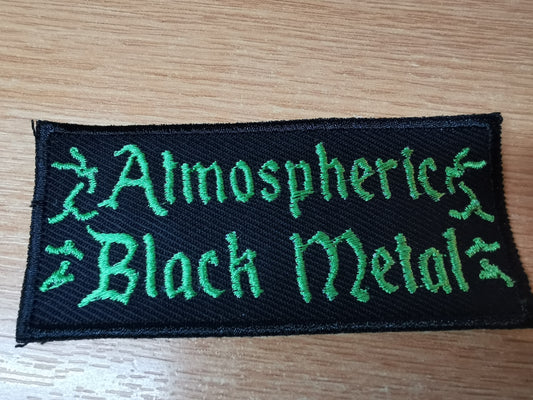 Atmospheric Black Metal Embroidered Patch Lightning Strikes in Green