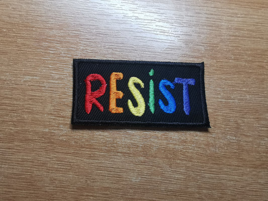 Resist Embroidered Patch Rainbow