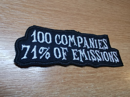 100 Companies 71% Emissions Embroidered Patch Climate Action Environmental Contour Patch
