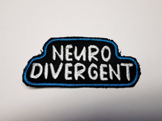 Neurodivergent Embroidered Patch Aqua Blue Border