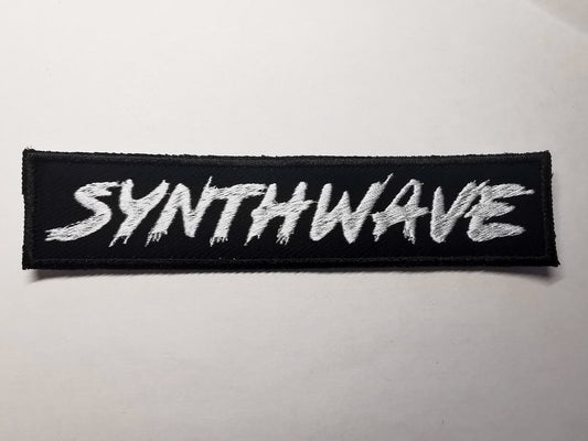 Synthwave Embroidered Patch Long Banner White