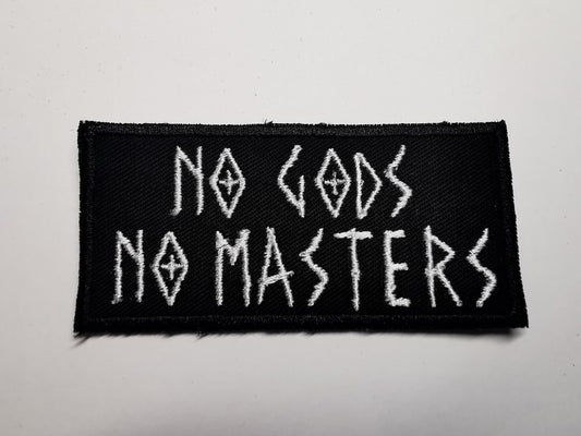No Gods No Masters Embroidered Patch Scratchy White