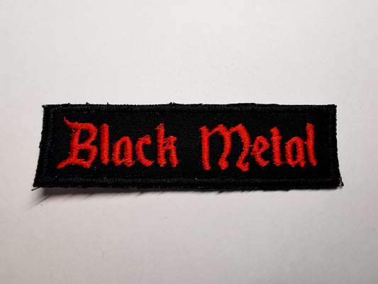 Black Metal Embroidered Patch Red