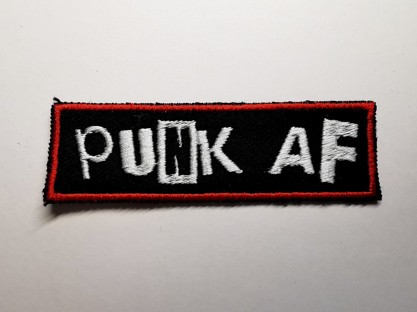 Punk AF Embroidered Patch Red Border