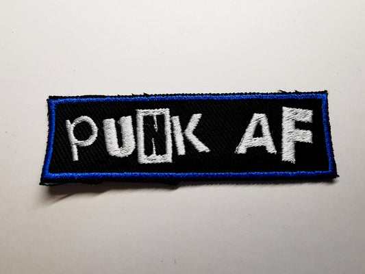 Punk AF Embroidered Patch Electric Blue Border