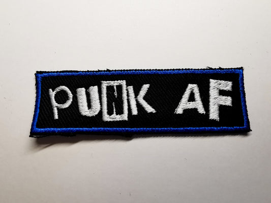 Punk AF Embroidered Patch Electric Blue Border