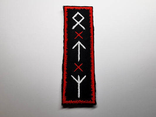 Red and White Viking Rune Embroidered Patch - Odal, Teiwaz and Algeiz.