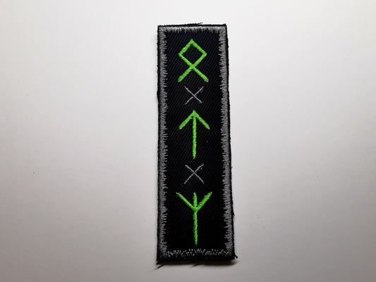 Green and Pewter Viking Rune - Odal, Teiwaz and Algeiz Embroidered Patch