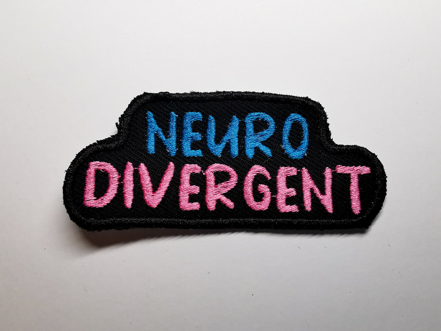 Neurodivergent Embroidered Patch Pink and Blue