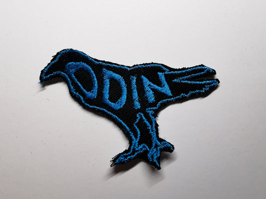 Odin's Raven Embroidered Patch Aqua Blue