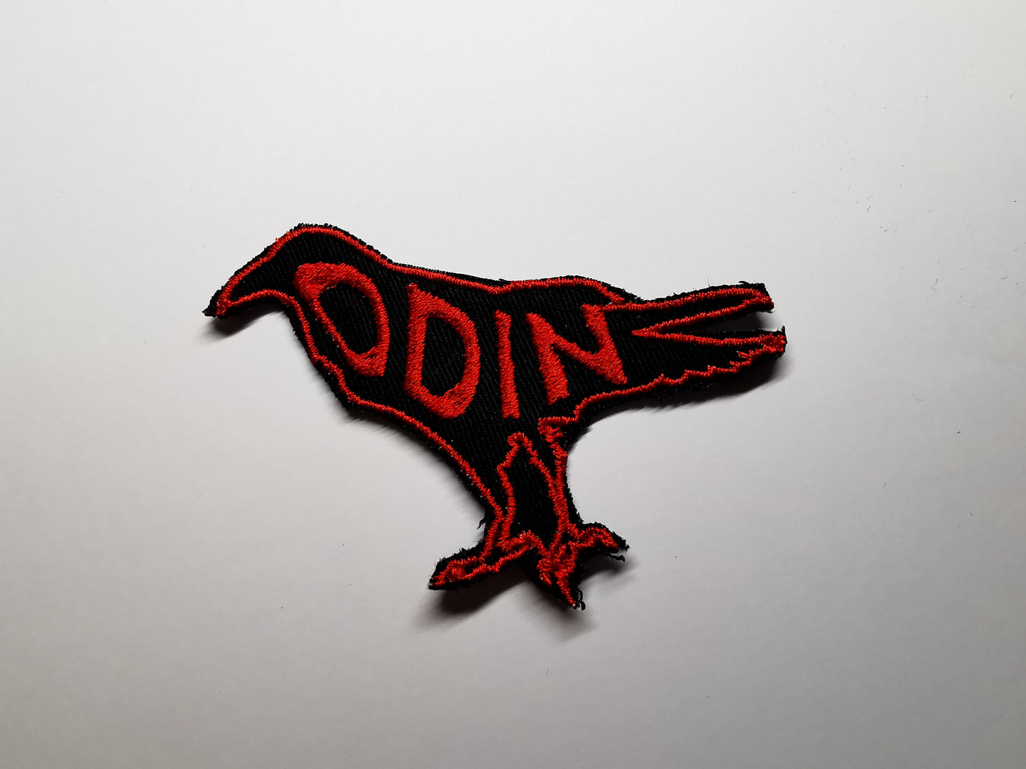 Odin's Raven Embroidered Patch Red