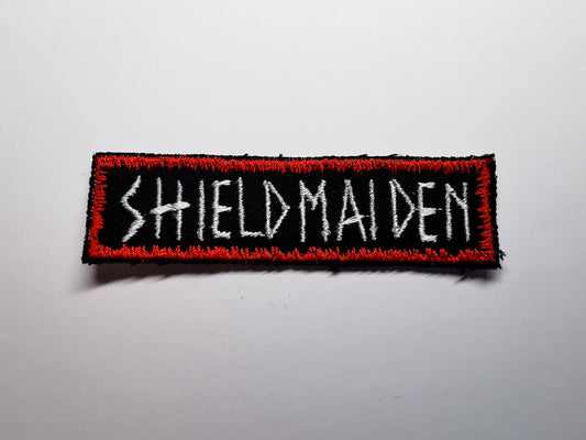 Shieldmaiden Small Embroidered Patch Red Snowy Border