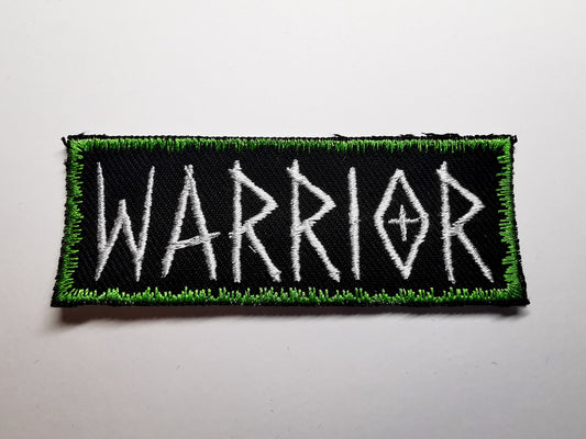 Warrior Embroidered Patch Emerald Green Snowy Border