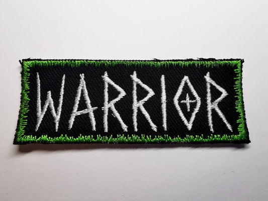 Warrior Embroidered Patch Emerald Green Snowy Border