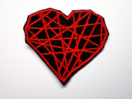 Retro Emo Heart Embroidered Patch Laser beams Rave