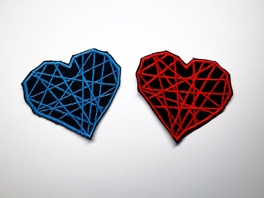 Retro Emo Heart Embroidered Patch Laser beams Rave