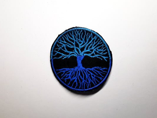 Yggdrasil Colourful Embroidered Patch - Electric Blue and Aqua Blue