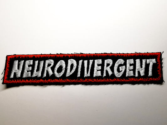 Neurodivergent Embroidered Patch Long Red Snow Comic Book Style