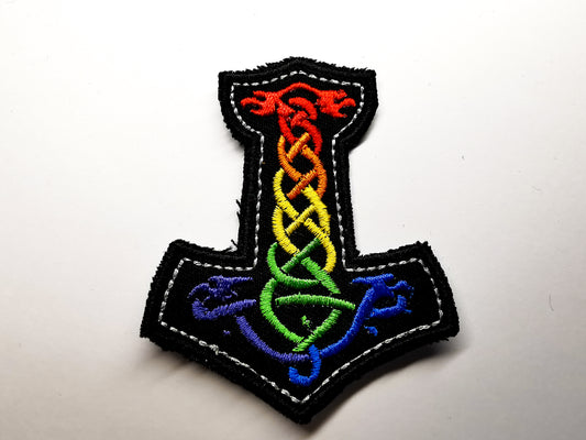 Mjolnir Embroidered Patch Rainbow