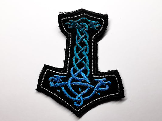 Mjolnir Embroidered Patch Aqua to Petrol Fade