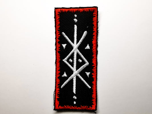 Protection Bindrune Embroidered Patch Red Snowy Border