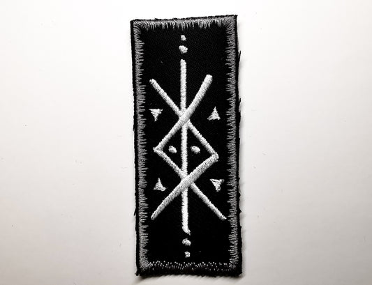 Protection Bindrune Embroidered Patch Pewter Snowy Border