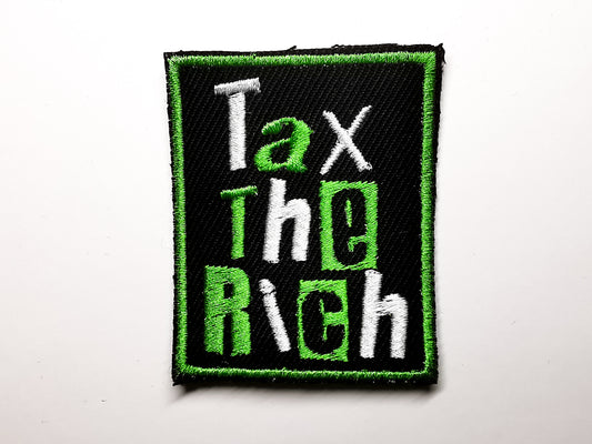 Tax The Rich Punk Style Embroidered Patch Emerald Green
