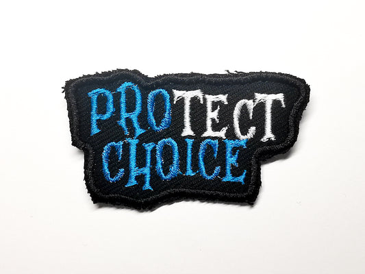 Protect Choice Feminist Embroidered Patch Aqua Blue
