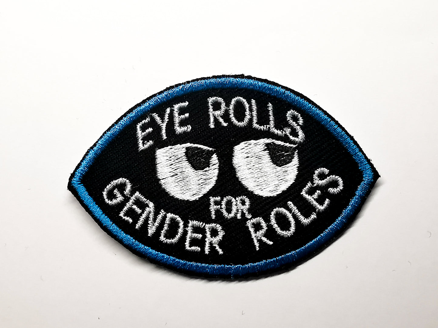 Eye Rolls for Gender Roles Embroidered Patch Eye Shape