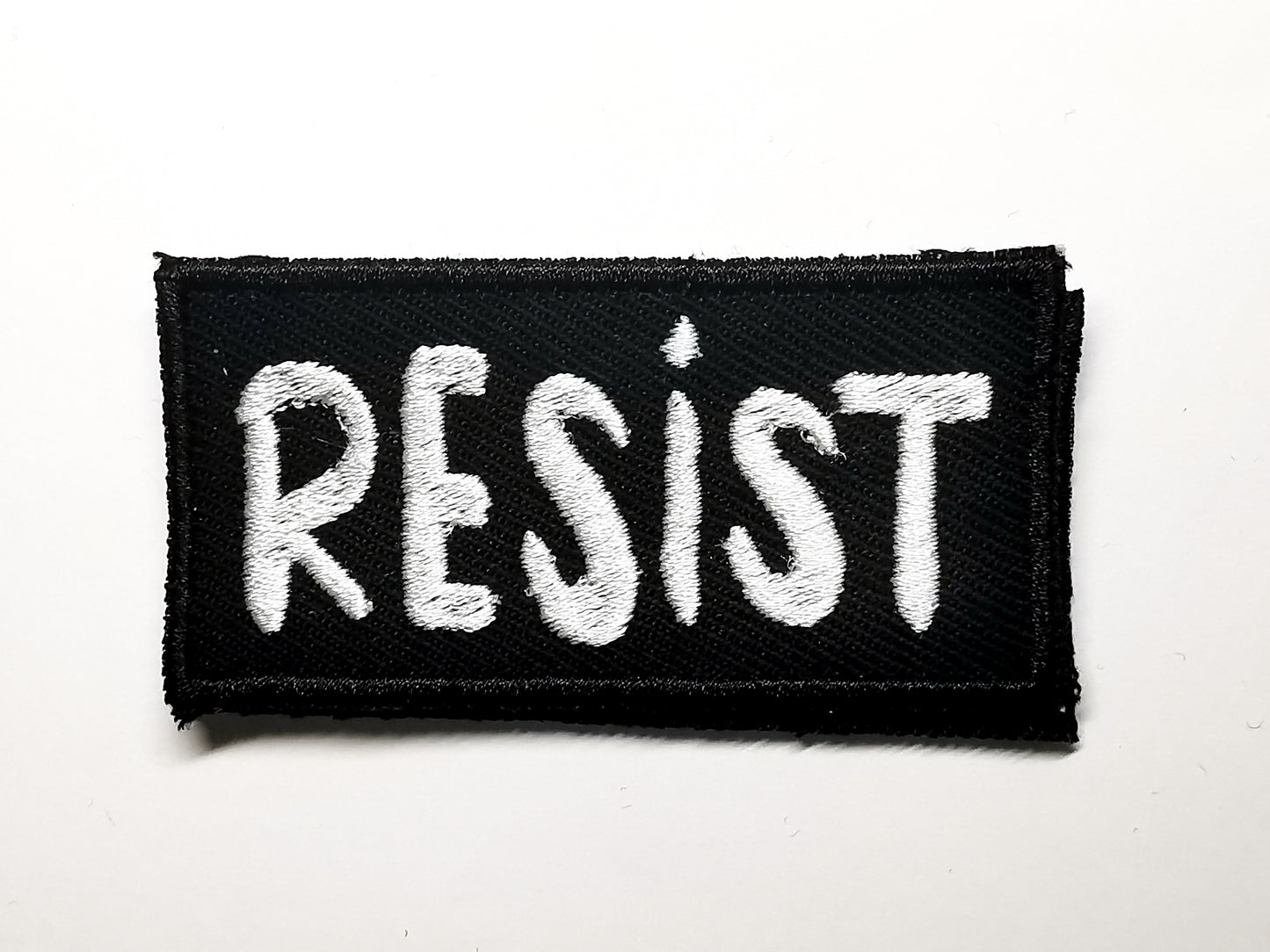 Resist Embroidered Patch White