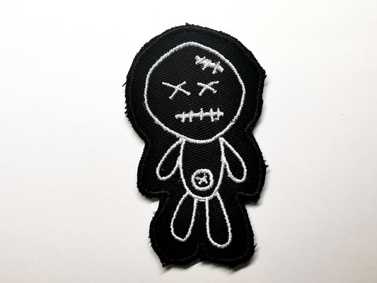Voodoo Doll Embroidered Patch White