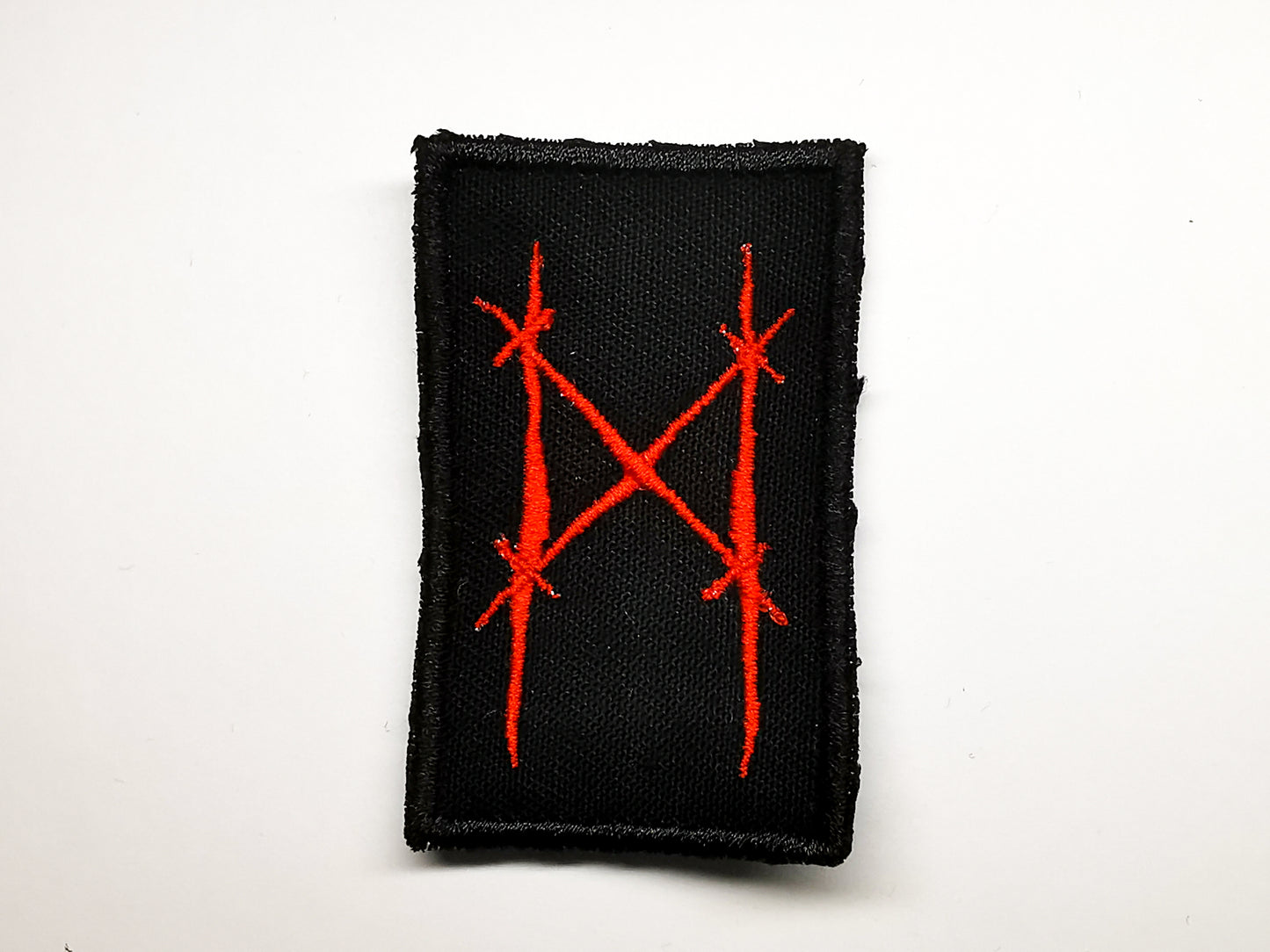 M Rune Rustic Embroidered Patch Red