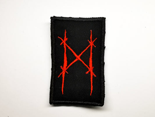 M Rune Rustic Embroidered Patch Red