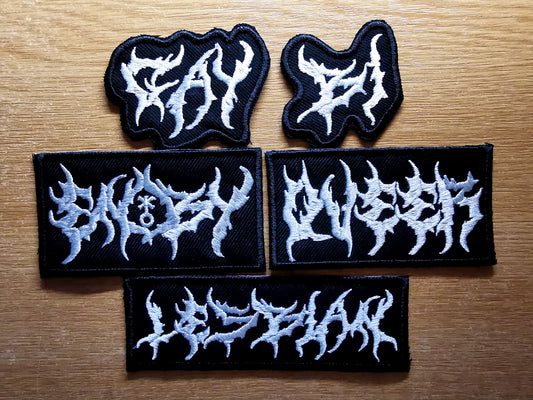 LGBTQ+ Black and Death Metal Embroidered Patches Gay Bi Queer and Lesbian