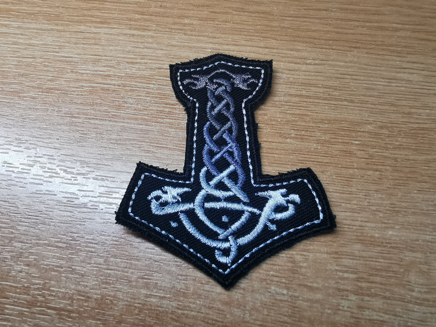 Mjolnir Embroidered Patch Silver Fade
