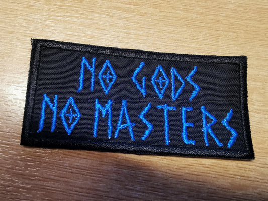No Gods No Masters Embroidered Patch Scratchy Electric Blue