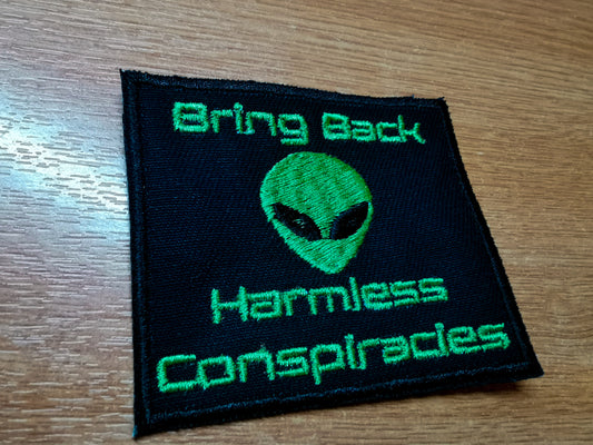 Bring back Harmless Conspiracies Alien Embroidered Patch Earthlings Funny Sci Fi